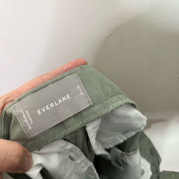 Everlane Mens Chino Pants Green Cotton Blend Flat Front 32 x 30 - Picture 6 of 10